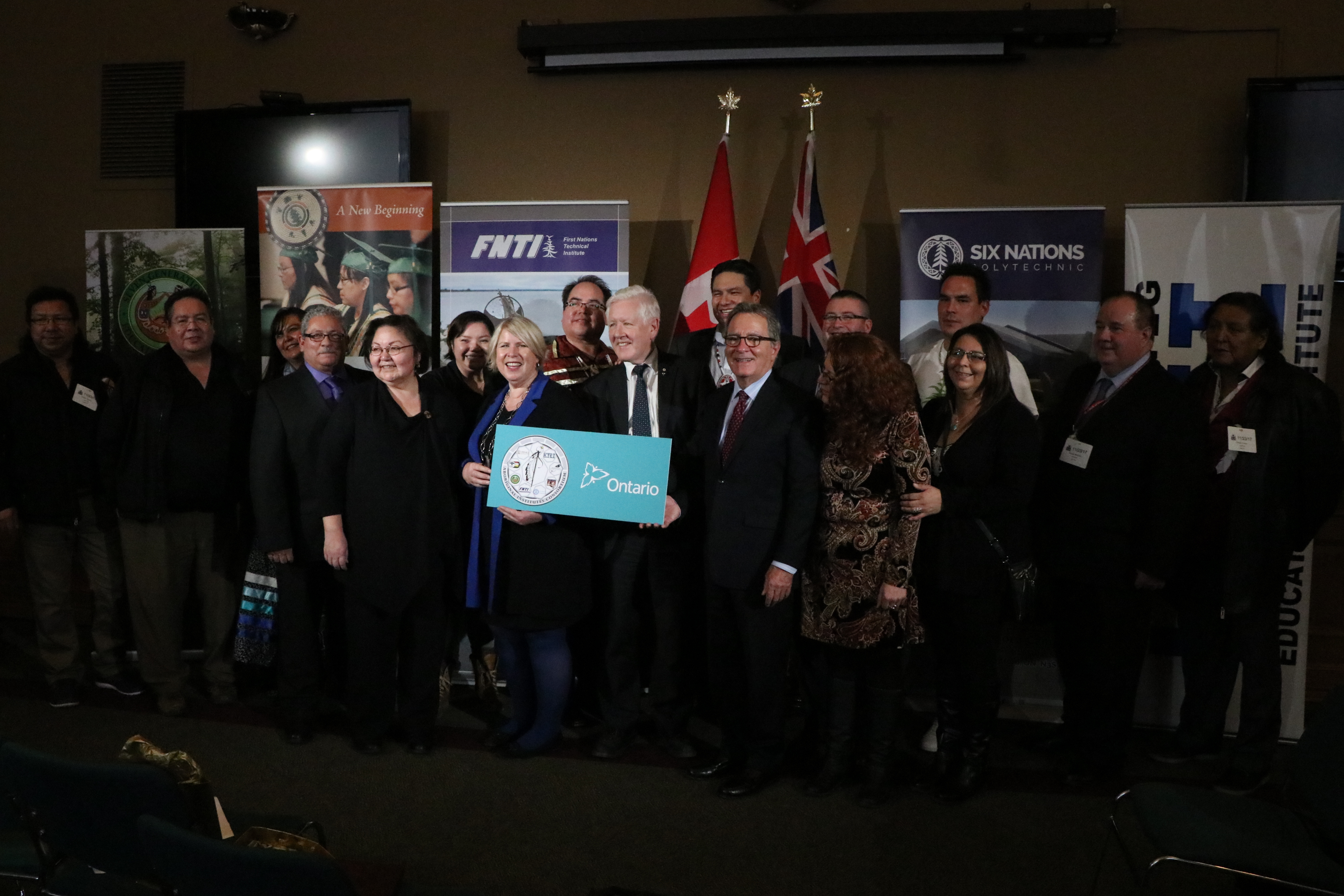 Group of Aboriginal Institute Consortium leaders with Ministers in the Ontario Legislative Building