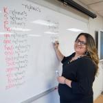 teacher writing on board