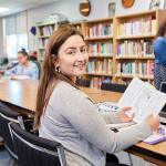 Female student in library