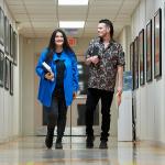 Students walking down hall