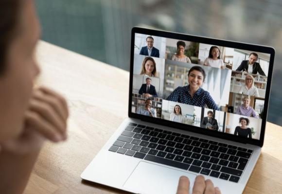 person on video call