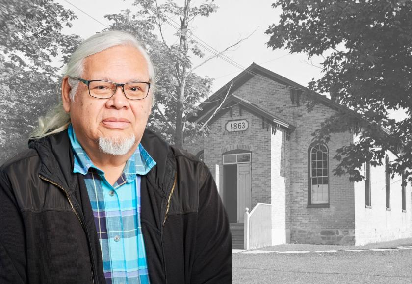 Rick Hill in front of old Six Nations council building