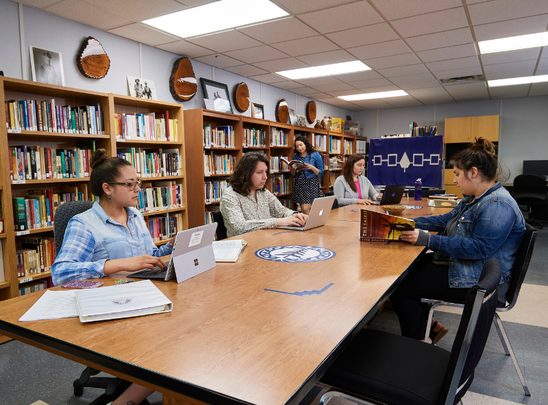 students studying at table