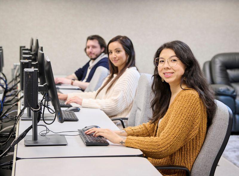 students working on computers